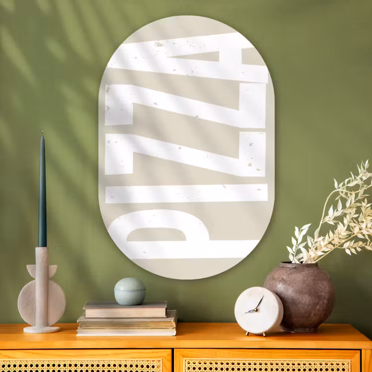 Muurovaal - Glas - Pizza - Decoratie - Japandi - Wit — 2