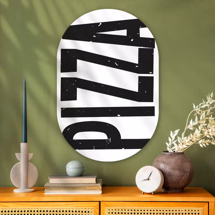Muurovaal - Glas - Pizza - Japandi - Decoratie - Vintage — 2
