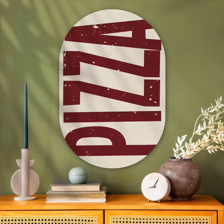Muurovaal - Glas - Pizza - Vintage - Decoratie - Japandi — 2