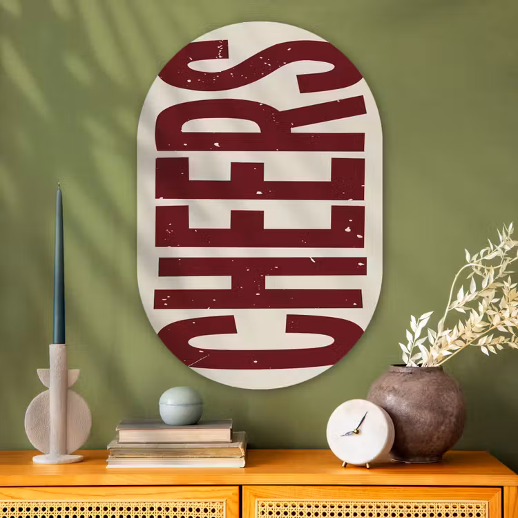 Muurovaal - Glas - Red - Cheers - Decoratie - Beige — 2
