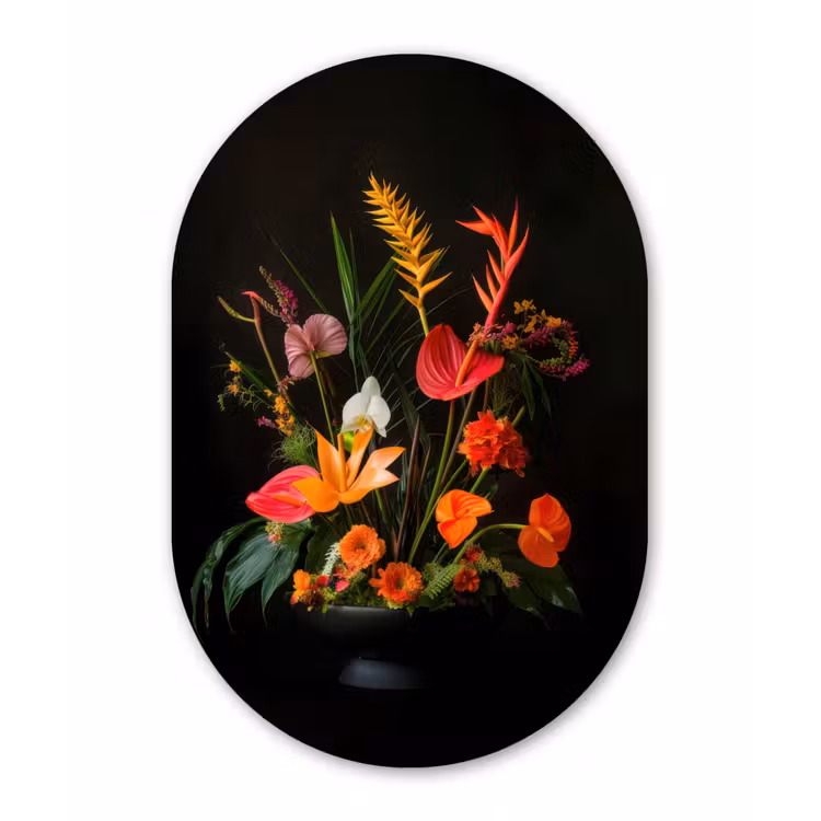 Muurovaal - Glas - Schaal - Boeket - Bloemen — 1