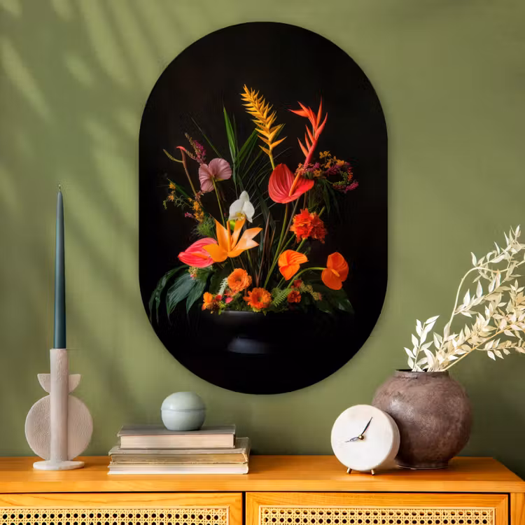 Muurovaal - Glas - Schaal - Boeket - Bloemen — 2
