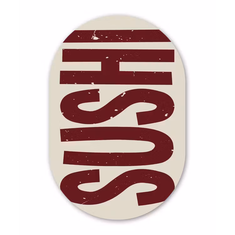 Muurovaal - Glas - Sushi - Rood - Japandi - Decoratie — 1