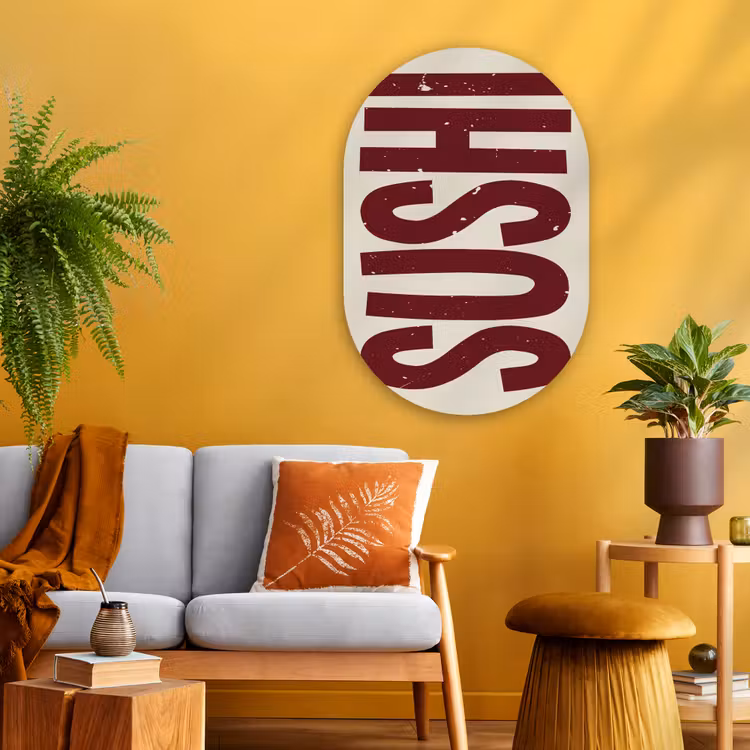 Muurovaal - Glas - Sushi - Rood - Japandi - Decoratie — 3