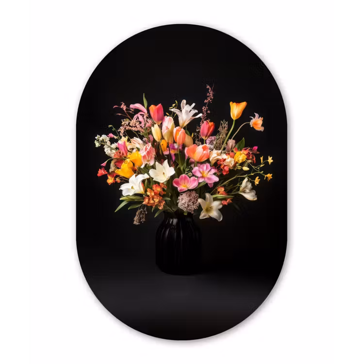Muurovaal - Glas - Vaas - Bloemen - Tulpen — 1