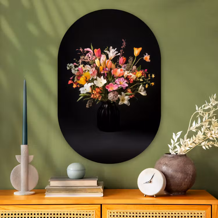 Muurovaal - Glas - Vaas - Bloemen - Tulpen — 2