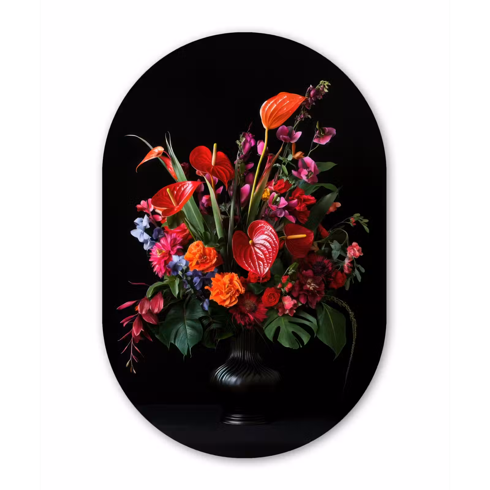Muurovaal - Glas - Bloemen - Boeket - Sierlijk — 1