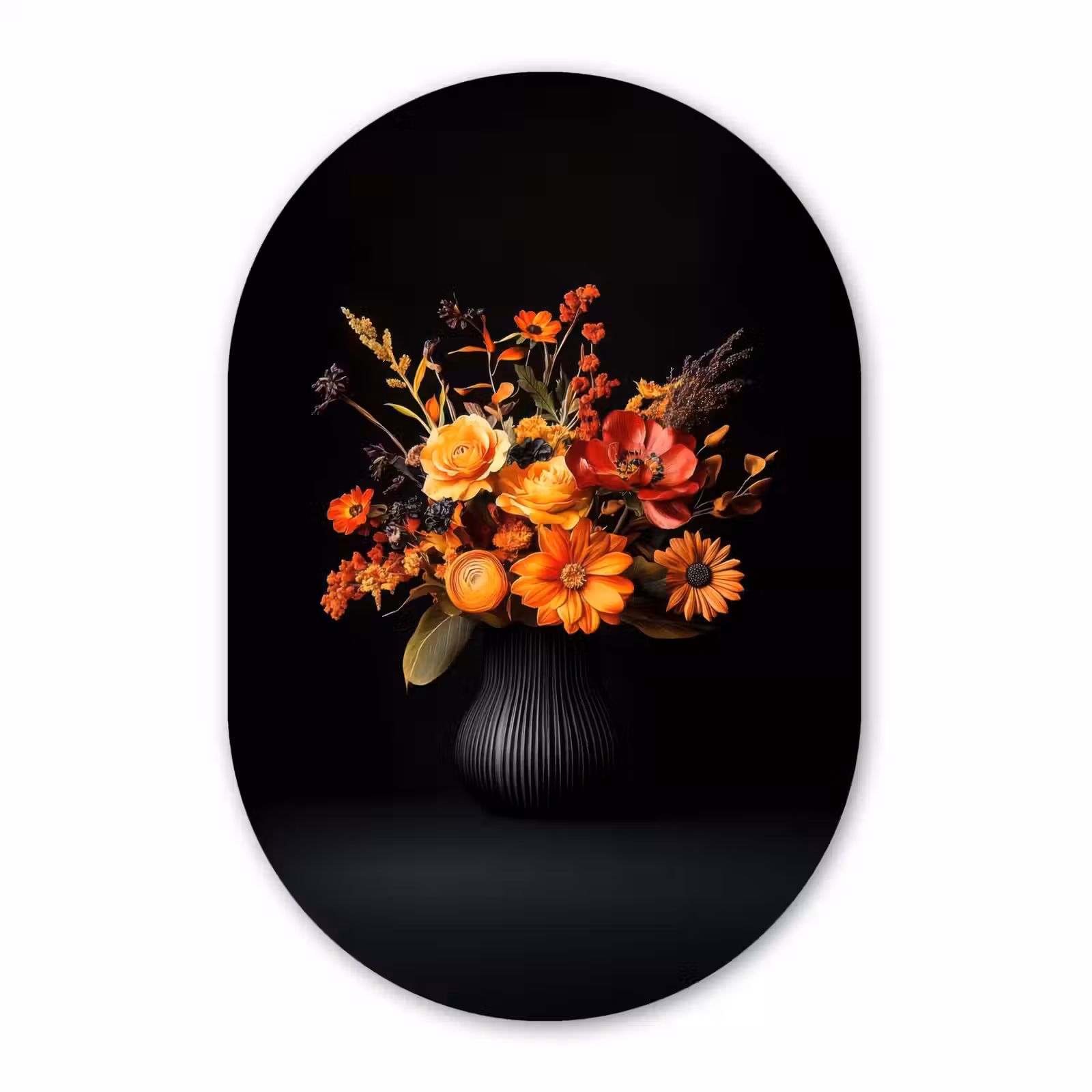 Muurovaal - Glas - Herfst - Boeket - Oranje — 1