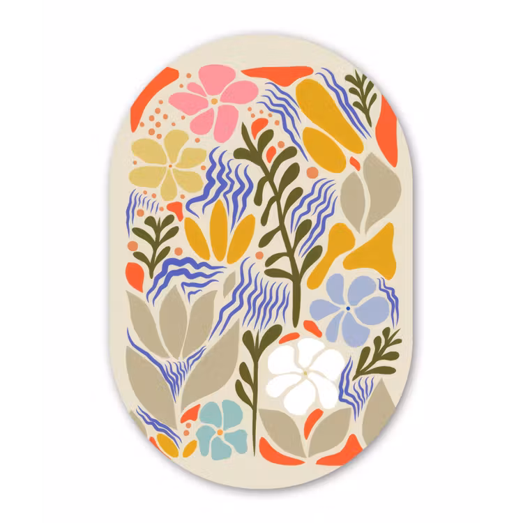 Muurovaal - Glas - Abstract - Bloemen - Bladeren — 1