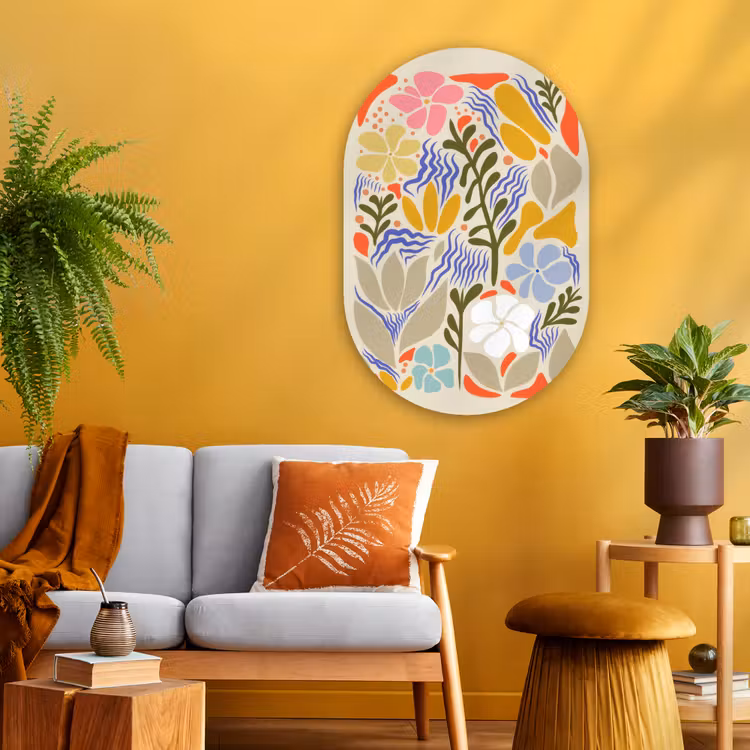 Muurovaal - Glas - Abstract - Bloemen - Bladeren — 3