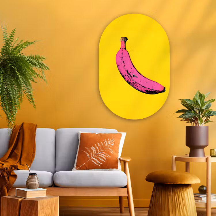 Muurovaal - Glas - Banaan - Grafisch - Geel — 3
