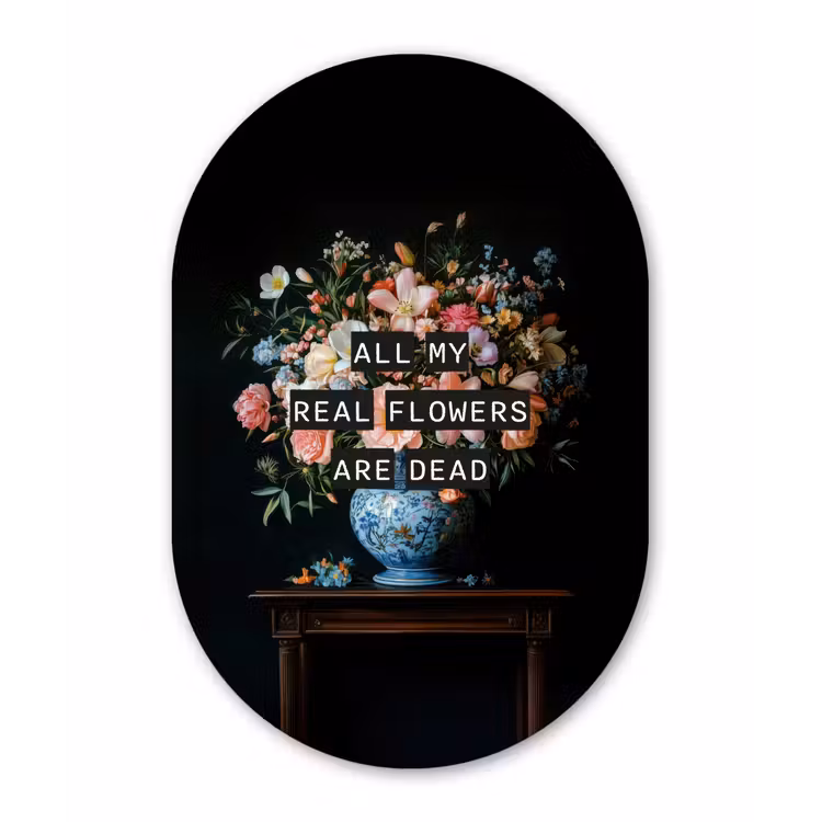 Muurovaal - Glas - Bloemen - Art - Pastel - Quotes — 1