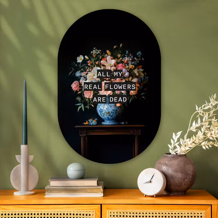 Muurovaal - Glas - Bloemen - Art - Pastel - Quotes — 2
