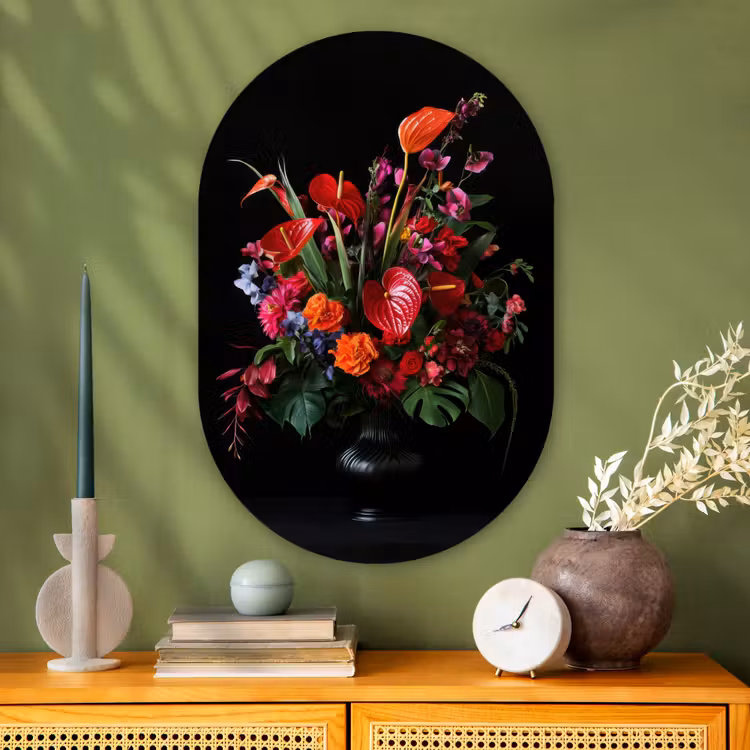 Muurovaal - Glas - Bloemen - Boeket - Sierlijk — 2