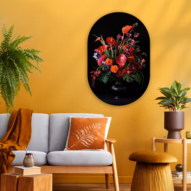 Muurovaal - Glas - Bloemen - Boeket - Sierlijk — 3