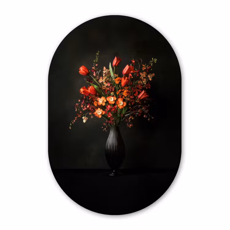 Muurovaal - Glas - Bloemen - Takken - Boeket — 1