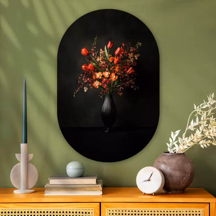 Muurovaal - Glas - Bloemen - Takken - Boeket — 2