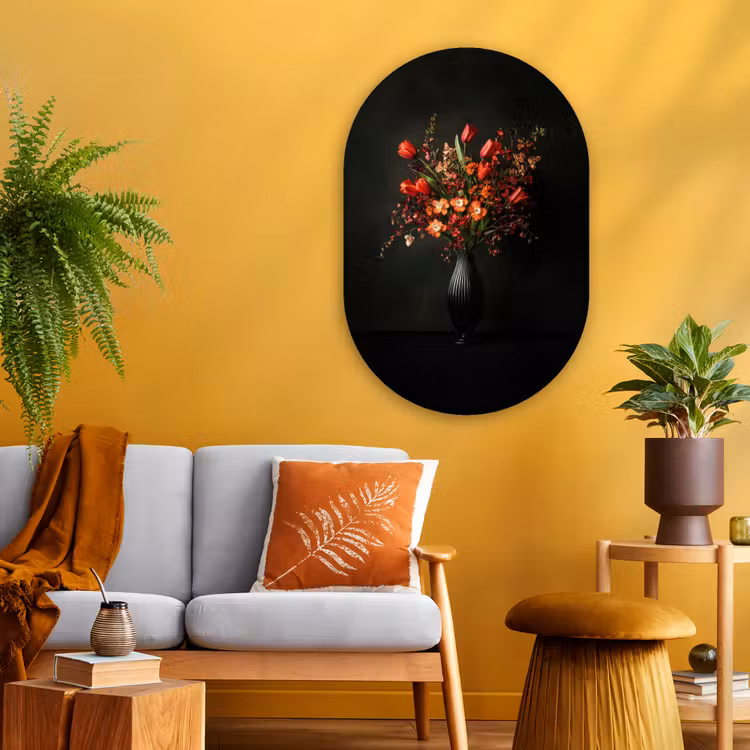 Muurovaal - Glas - Bloemen - Takken - Boeket — 3