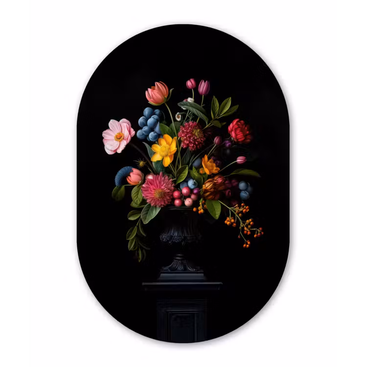 Muurovaal - Glas - Bloemen - Vrolijk - Vaas — 1
