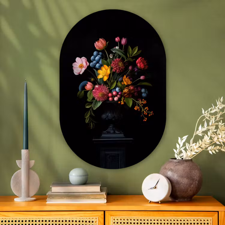 Muurovaal - Glas - Bloemen - Vrolijk - Vaas — 2
