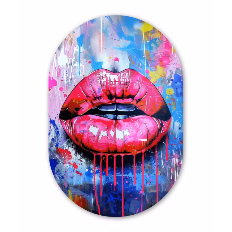 Muurovaal - Glas - Graffiti - Lippen - Felroze - Geschilderd — 1