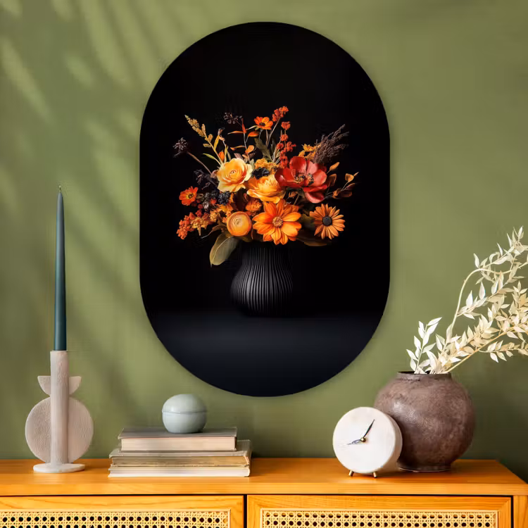 Muurovaal - Glas - Herfst - Boeket - Oranje — 2