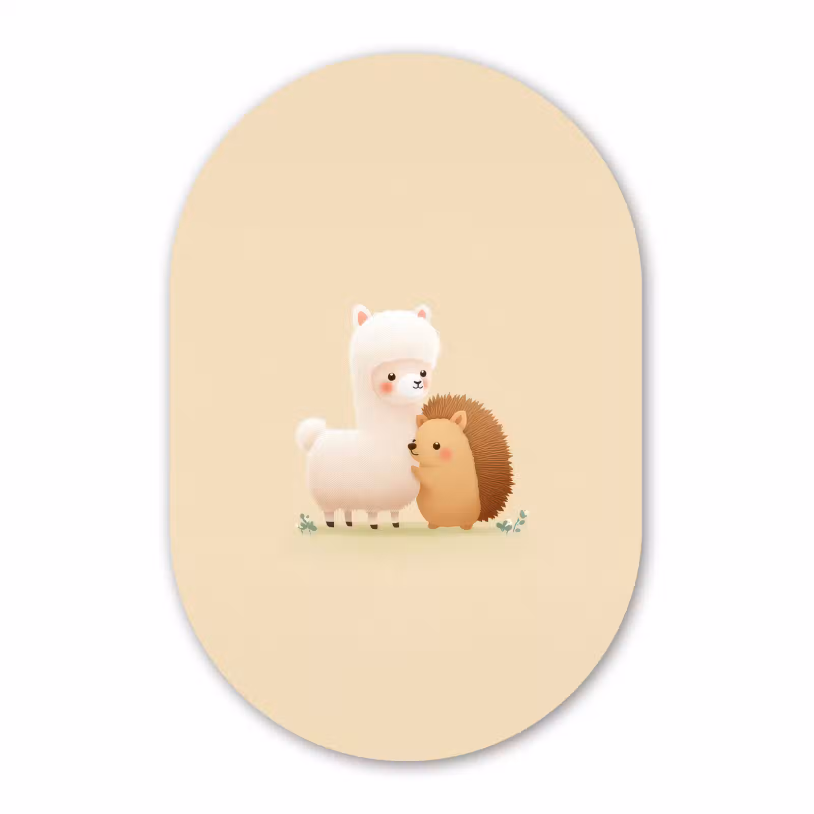Muurovaal - Glas - Alpaca - Egel - Bruin - Knuffelen — 1