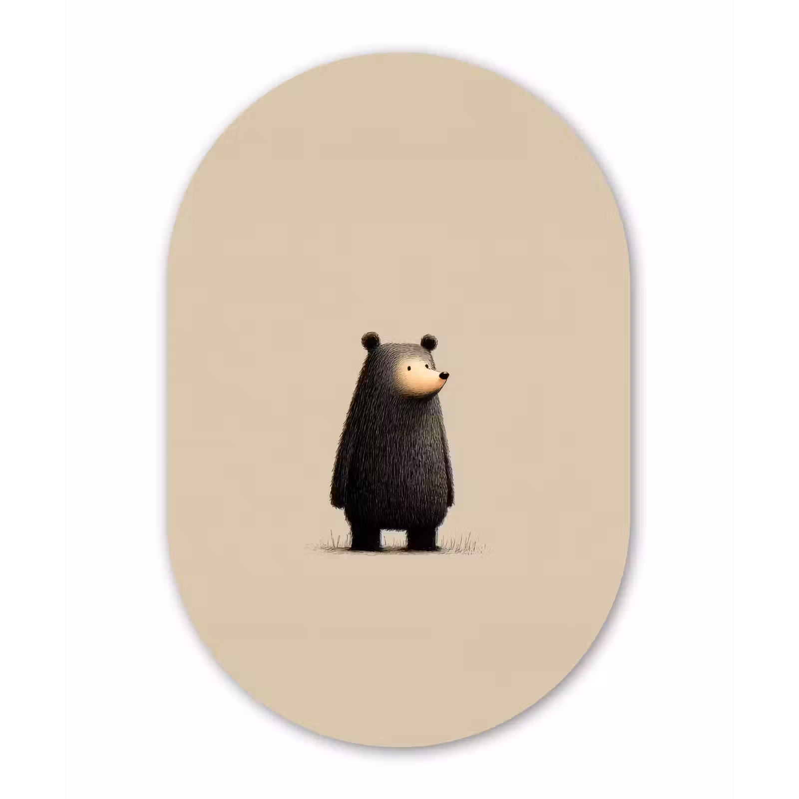 Muurovaal - Glas - Beer - Donkerbruin - Minimalistisch — 1