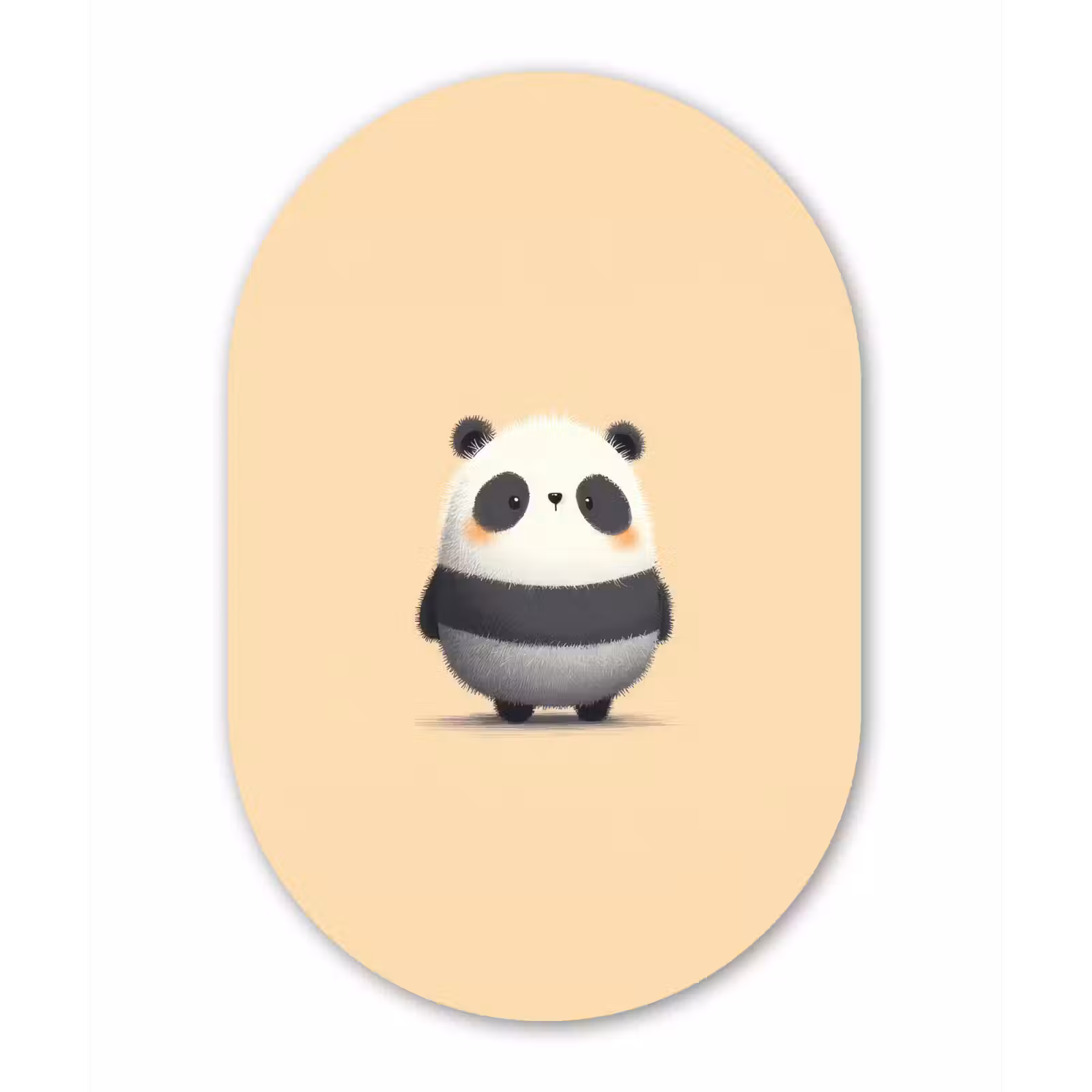 Muurovaal - Glas - Panda - Beige - Minimalistisch — 1