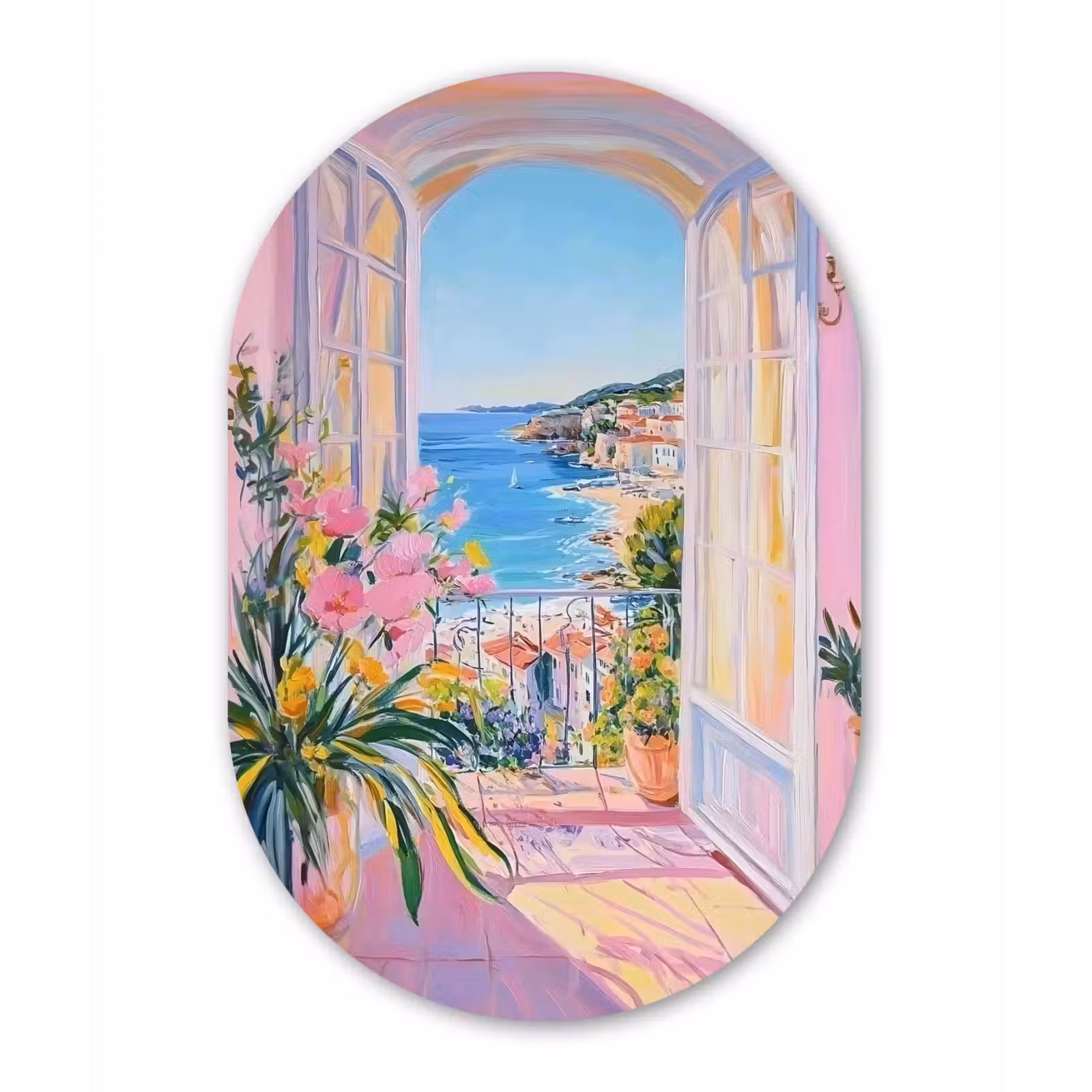 Muurovaal - Glas - Roze - Buiten - Verf — 1