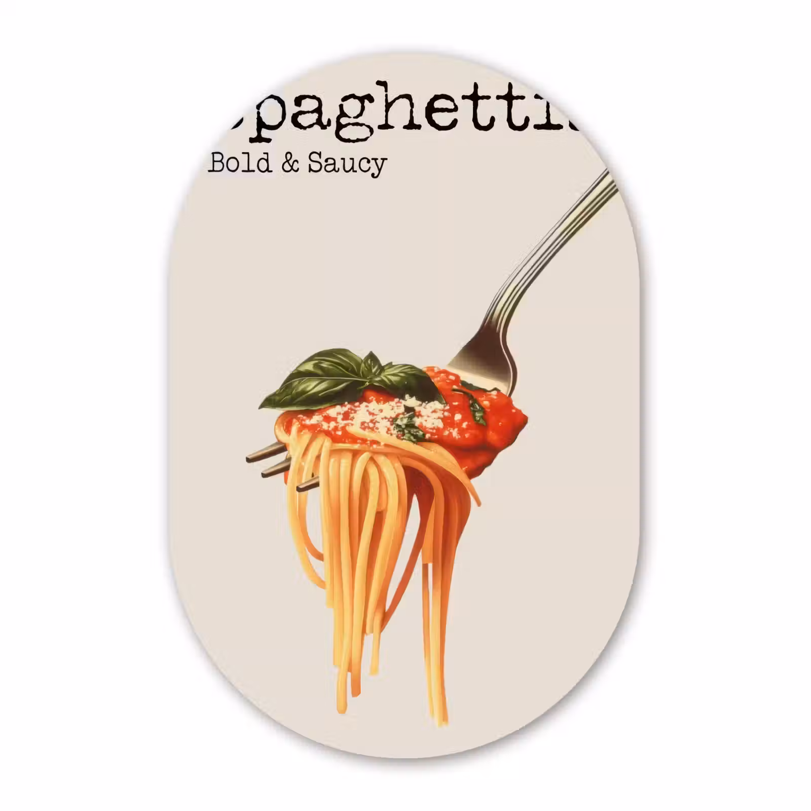 Muurovaal - Glas - Spaghetti - tomatensaus - Parmezaanse kaas — 1