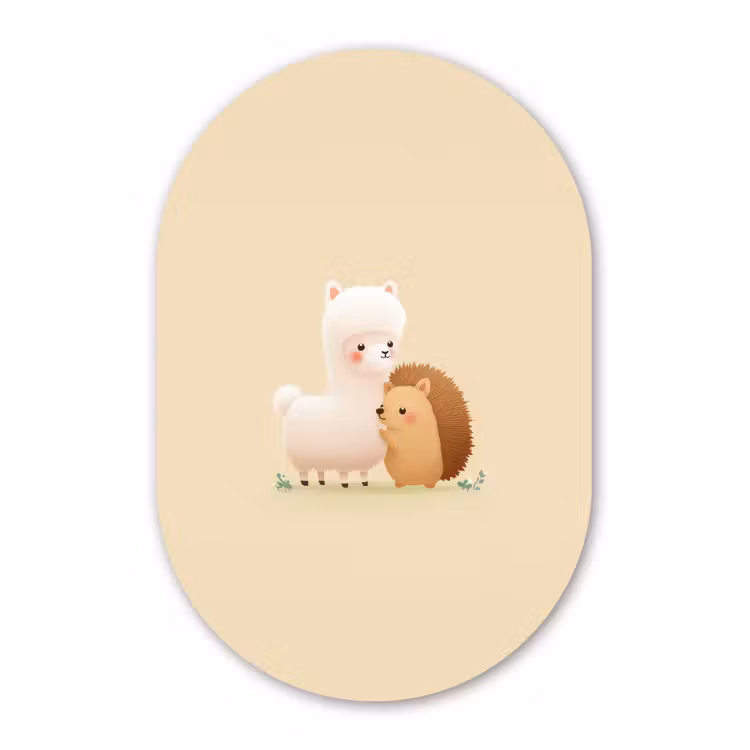 Muurovaal - Glas - Alpaca - Egel - Bruin - Knuffelen — 1