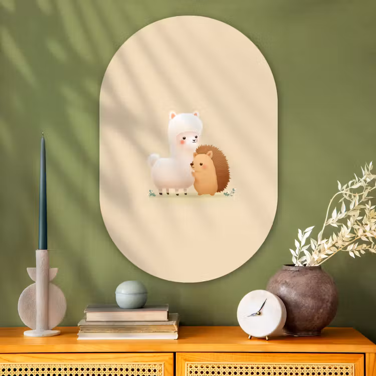 Muurovaal - Glas - Alpaca - Egel - Bruin - Knuffelen — 2