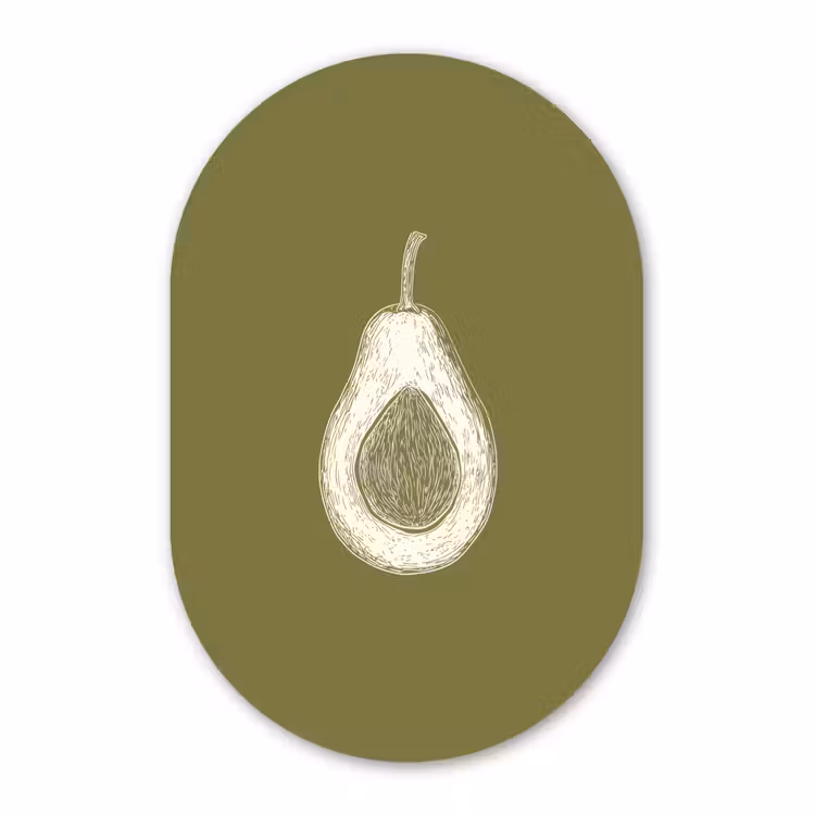 Muurovaal - Glas - Avocado - Minimalistisch - Illustratie - Groen — 1
