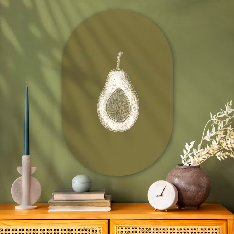 Muurovaal - Glas - Avocado - Minimalistisch - Illustratie - Groen — 2