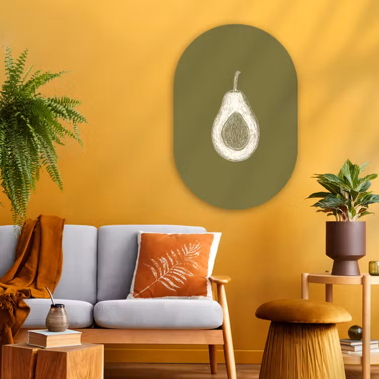 Muurovaal - Glas - Avocado - Minimalistisch - Illustratie - Groen — 3