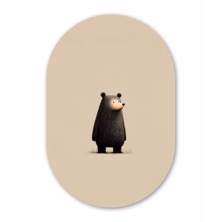 Muurovaal - Glas - Beer - Donkerbruin - Minimalistisch — 1