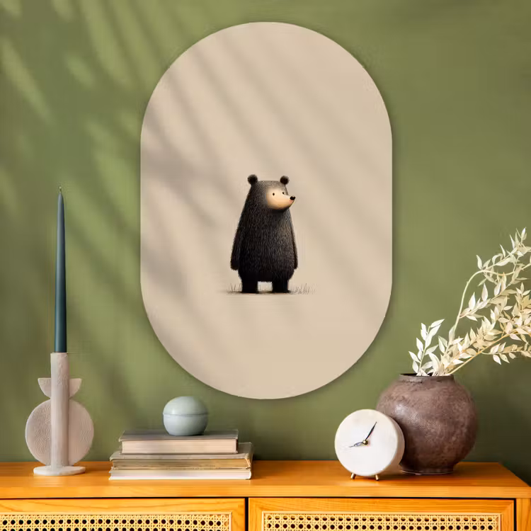 Muurovaal - Glas - Beer - Donkerbruin - Minimalistisch — 2