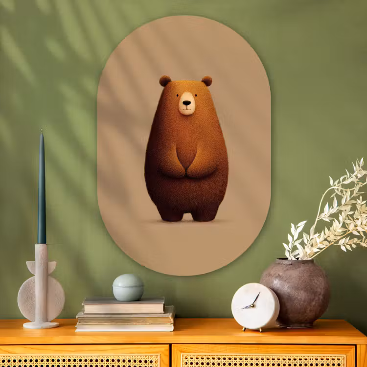 Muurovaal - Glas - Beer - Minimalistisch - Bruin — 2