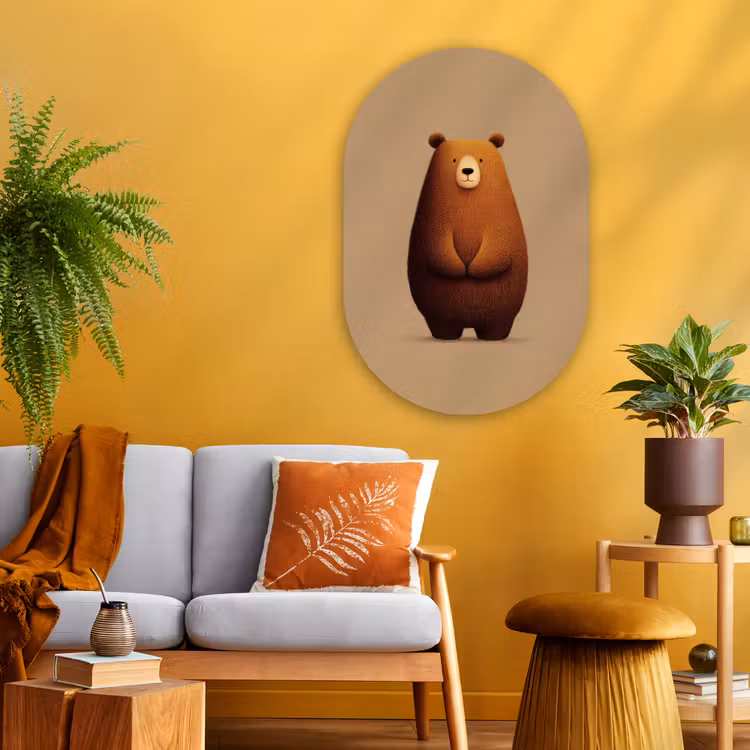 Muurovaal - Glas - Beer - Minimalistisch - Bruin — 3