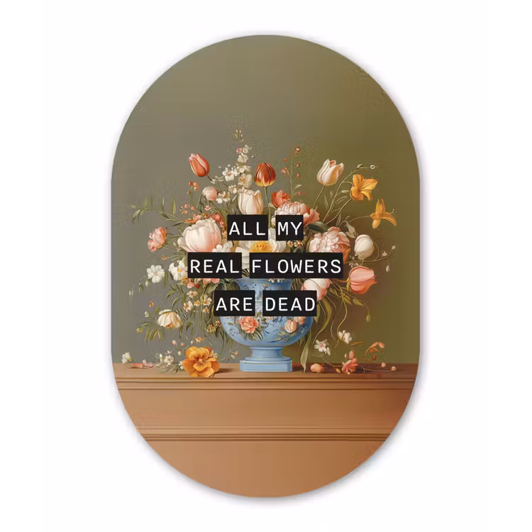 Muurovaal - Glas - Bloem - Quote - Vintage - Art — 1