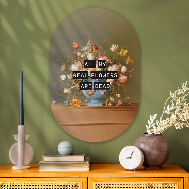 Muurovaal - Glas - Bloem - Quote - Vintage - Art — 2