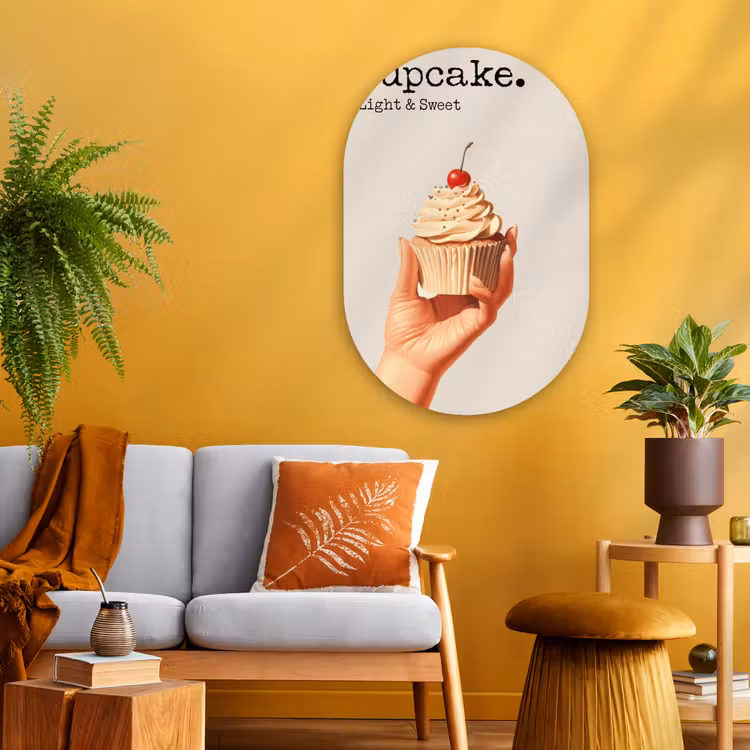 Muurovaal - Glas - Cupcake - Zoet - Kers — 3