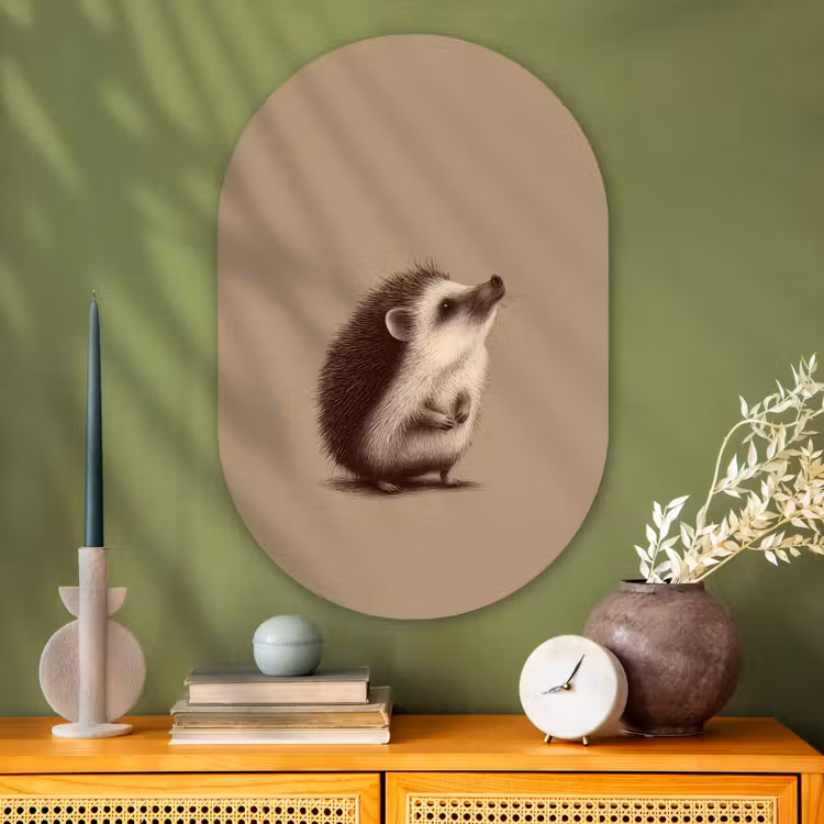 Muurovaal - Glas - Egel - Snuitje - Bruin - Stekels — 2