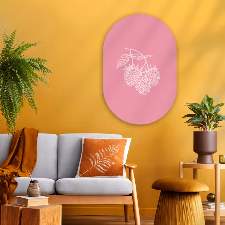 Muurovaal - Glas - Frambozen - Steel - Getekend - Roze — 3
