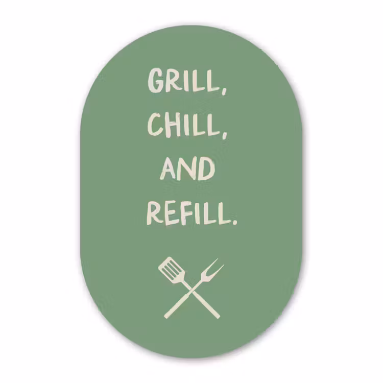 Muurovaal - Glas - Grill - Groen - Zomer - Quote — 1