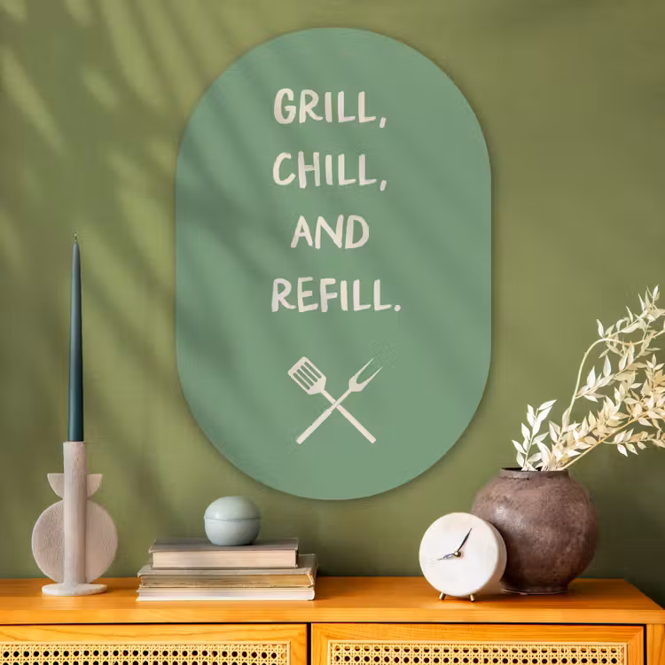 Muurovaal - Glas - Grill - Groen - Zomer - Quote — 2