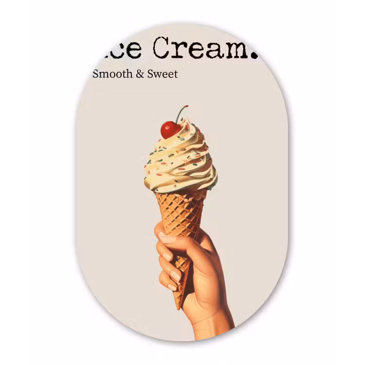 Muurovaal - Glas - Ice cream - Softijs - Kleurrijk - Kers — 1