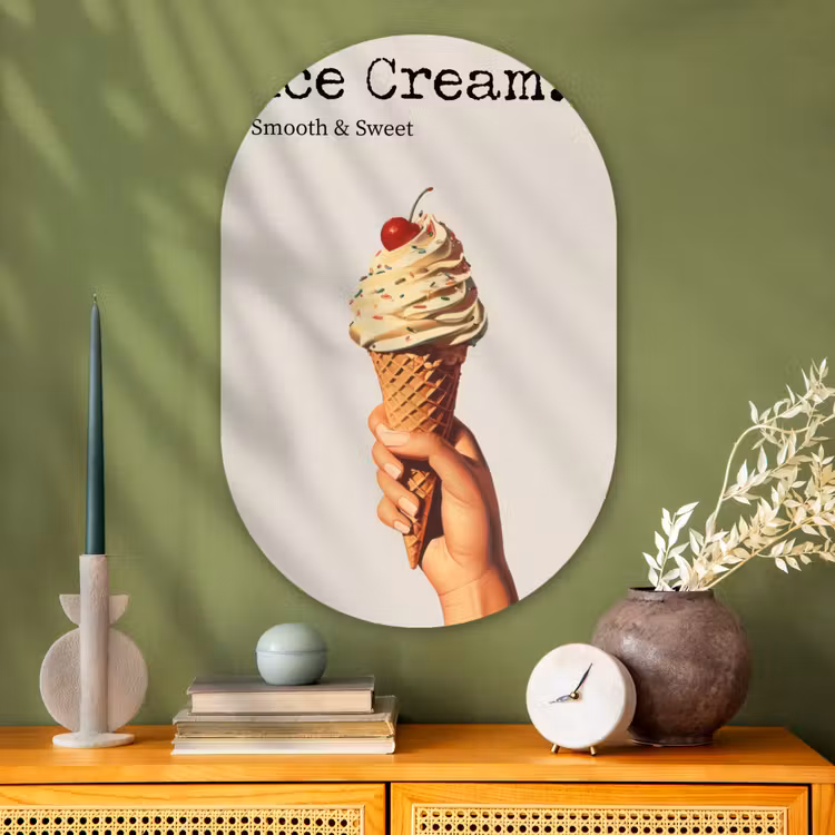 Muurovaal - Glas - Ice cream - Softijs - Kleurrijk - Kers — 2