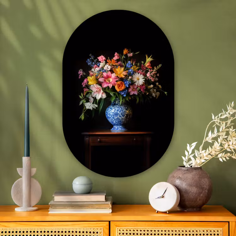 Muurovaal - Glas - Kleur - Vaas - Bloemen - Boeket — 2